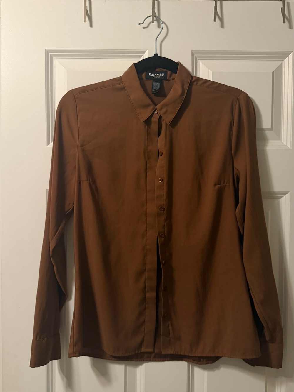 Express Women's Rust Brown Button-Down Shirt
